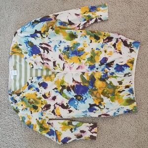 August Silk Spring Summer Floral Stripes Cottagecore Medium Cardigan